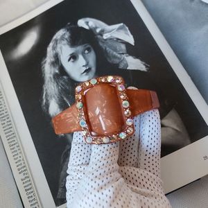 Vintage Barrette Bobby Pin  Clip Paris Lucite Rhinestones 1990s